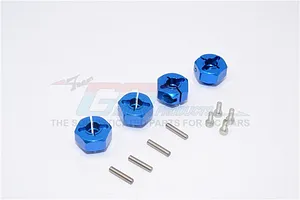 GPM Blue Aluminium +12mm Hex Adapters 4Pcs w/ Hardware