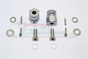 GPM Grey Silver Aluminium 12mm Wheel Hex +17mm Adapters 2Pcs w/ Hardware