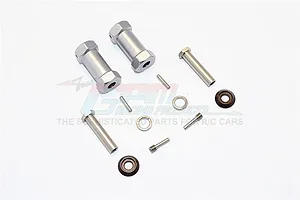 GPM Grey Silver Aluminium 12mm Wheel Hex +27mm Adapters 2Pcs w/ Hardware