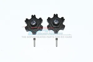 GPM Black Aluminium 17mm Wheel Hex +6mm Adapters 2Pcs w/ Hardware