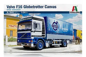 Italeri 1/24 Volvo F16 Globetrotter Canvas Truck With Elevator Scaled Plastic Model Kit image 59215