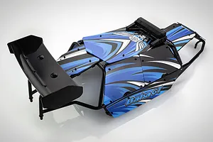 Rovan Black Steel Baja Roll Cage w/ Painted Blue Panels, LED Light Bar & Black Rear Wing image 59395