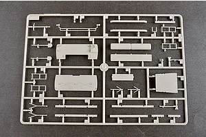 A grey plastic model kit sprue containing various ship deck and structural components for a 1/350 scale model.