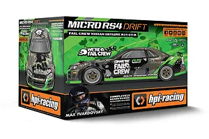 HPI Micro RS4 Fail Crew Nissan Skyline R34 GT-R RC Drift Car Electric 4WD 1/18 RTR image 59684