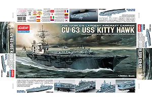 Academy 1/800 USS Kitty Hawk 1444 Aircraft Carrier Scaled Plastic Model Kit image 59701