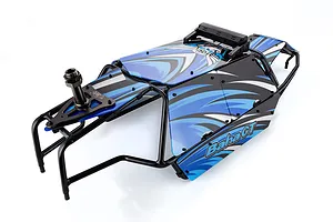 Rovan Black Steel GT Sand Rail Baja Roll Cage w/ Painted Blue Panels, LED Light Bar & Spare Tyre Mount image 59773