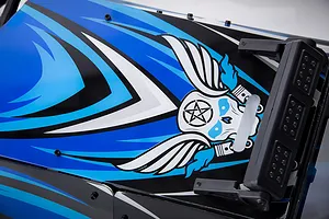 Rovan Black Steel GT Sand Rail Baja Roll Cage w/ Painted Blue Panels, LED Light Bar & Spare Tyre Mount image 59775