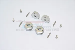 GPM Silver Aluminium 14mm Wheel Hex +7mm Adapters 4Pcs