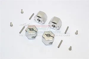 GPM Silver Aluminium 14mm Wheel Hex +12mm Adapters 4Pcs