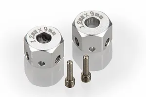 GPM Silver Aluminium 12mm Wheel Hex +9mm Adapters 2Pcs