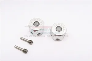 GPM Silver Aluminium 12mm Wheel Hex +10mm Adapters 2Pcs