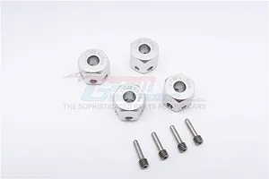 GPM Silver Aluminium 12mm Wheel Hex +10mm Adapters 4Pcs