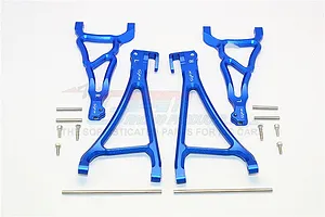 GPM Blue Aluminium Front Upper &amp; Lower Suspension Arms 4Pcs w/ Hardware
