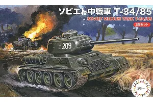 Fujimi 1/76 Soviet T-34/85 Medium Tank (Set of 2) Scaled Plastic Model Kit