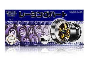 Fujimi 1/24 Racing Heart 15inch Rim &amp; Tyre Set (Wheel-01) Scaled Plastic Model Kit