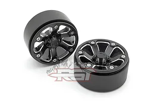 RGT 1.9" Black Aluminium Beadlock 6 Spoke Rims 2Pcs image 62878