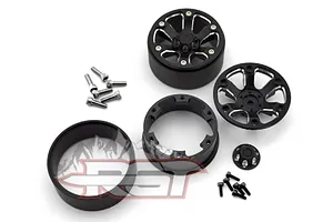 RGT 1.9" Black Aluminium Beadlock 6 Spoke Rims 2Pcs image 62879