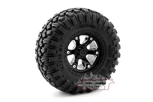 RGT 1.9" Black Aluminium Beadlock 6 Spoke Rims 2Pcs image 62880