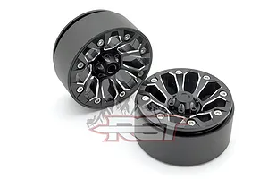 RGT 1.9" Black Aluminium Beadlock 8 Spoke Rims 2Pcs image 62881