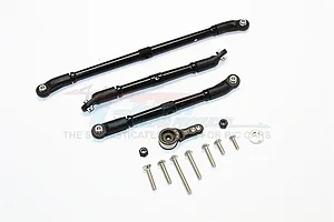 GPM Black Aluminium Hi-Torque 25T Servo Horn w/ Servo Saver &amp; Adjustable Steering Linkages 4Pcs