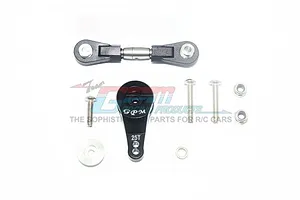 GPM Black Aluminium 25T Servo Horn w/ Servo Saver &amp; Adjustable Steering Linkage 2Pcs
