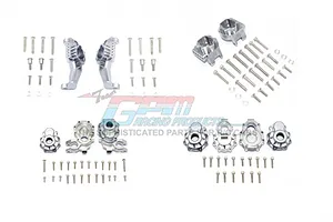 GPM Grey Silver Aluminium Front & Rear Portal Drive Set w/ C-Hubs & Gearbox Mounts image 64577