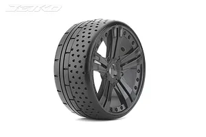 Jetko 1/8 GT Hot Dot Tyres On Black Claw Rims w/ Medium Soft Inserts 2Pcs