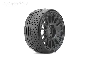Jetko 1/8 GT Hot Dot Tyres On Black Radial Rims w/ Medium Soft Inserts 2Pcs image 64592