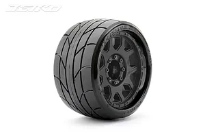 Jetko 1/8 SGT 3.8 Ex-Super Sonic Tyres On Black Claw Rims w/ Medium Soft Inserts, 17mm, Narrow 2Pcs