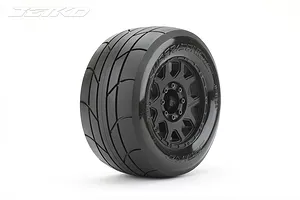 Jetko 1/8 Mt 3.8 Ex-Super Sonic Tyres On Black Claw Rims w/ Medium Soft Inserts, 17mm, Narrow 2Pcs