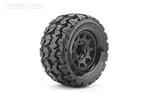 Jetko 1/10 Mt 2.8 Ex-Tomahawk Tyres On Black Claw Rims w/ Medium Soft Inserts, 12mm, Narrow 2Pcs