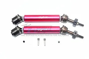 GPM Red Hardened Steel &amp; Aluminium Rear Universal CVD Drive Shafts 2Pcs w/ Spring Steel Wheel Hexes