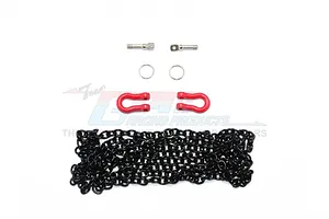 GPM Red Aluminium D-Rings w/ Chain 3Pcs