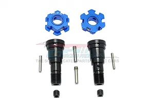 GPM Black Hardened Steel Front/Rear CVD Joints 2Pcs w/ Blue Aluminium Wheel Hub Hexes image 65732