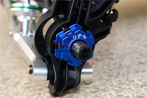 GPM Black Hardened Steel Front/Rear CVD Joints 2Pcs w/ Blue Aluminium Wheel Hub Hexes image 65734