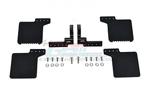 GPM Black Rear Mud Flaps w/ Black Aluminium Mounts Set