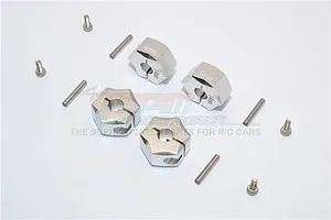 GPM Silver Aluminium 14x9mm Wheel Hex Adapters 4Pcs