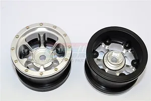 GPM Silver Aluminium 2.2" 6 Spoke Beadlock Rims 2Pcs image 65897