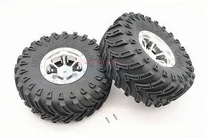 GPM 2.2" Roadtech Tyres on Silver Aluminium 6 Spoke Rims - Beadlocked Wheels 2Pcs image 65898