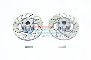 GPM Grey Silver Aluminium +3mm Hex Adapter w/ Brake Disk &amp; Silver Lining 2Pcs