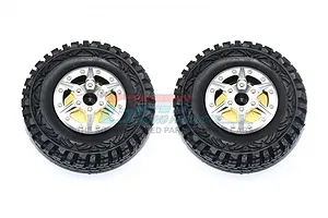 GPM 1.9" Crawler Tyres on Silver Aluminium 6 Spoke Rims w/ Brass Pendulum Weights - Complete Wheels 2Pcs image 65964