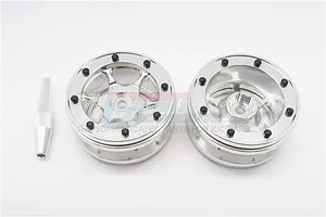 GPM Silver Aluminium 1.9" 6 Spoke Beadlock Rims 2Pcs image 65966