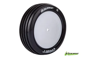 Louise 2.2" Front E-Orbit Super Soft Compound Tyres on MAX White Dish Rims - Glued Buggy Wheels 2Pcs image 66238