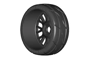 GRP 1/8 GT-T03 REVO-XM2 Super-Soft Mounted on 20 Spoked Flex Black Rims - Glued Wheels 2Pcs image 66319