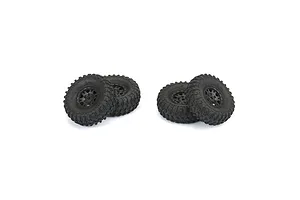 Pro-Line 1.0" Hyrax Crawler Tyres on Black Impulse Rims - Beadlocked Wheel Set 4Pcs image 68002