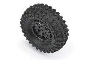 Pro-Line 1.0" Hyrax Crawler Tyres on Black Impulse Rims - Beadlocked Wheel Set 4Pcs image 68004
