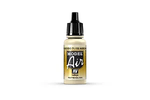 A 17ml bottle of Vallejo Model Air Aged White acrylic airbrush paint, featuring a black dropper cap and a label with the product name and code 71.132.