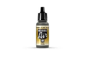 A 17ml bottle of Vallejo Model Air US Loam acrylic paint, featuring a black dropper cap and a label with the Model Air logo.