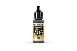A 17ml bottle of Vallejo Model Air Tyre Black acrylic paint standing upright against a white background.