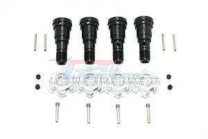 GPM Hardened Steel Front &amp; Rear Universal CVD Joints &amp; Silver Aluminium Wheel Hexes Set